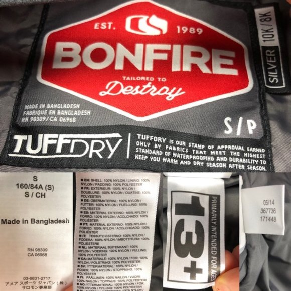 Bonfire Charlie Silver Classic Snowboarding Coat - Picture 5 of 7